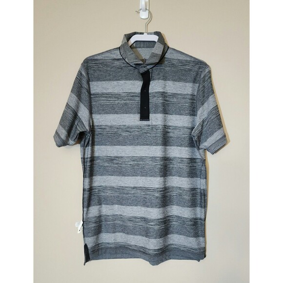 johnnie-O Mens Mclean PREP-Formance Jersey Polo Grey Stripes Golf Shirt Size M - Picture 4 of 10